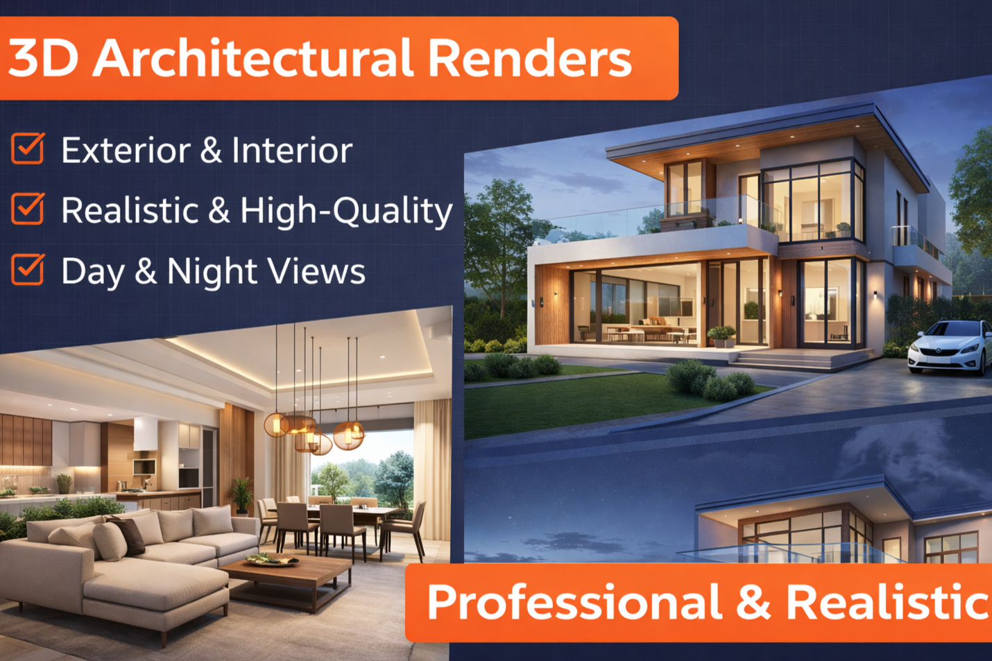 I will create professional and realistic 3D architectural renders