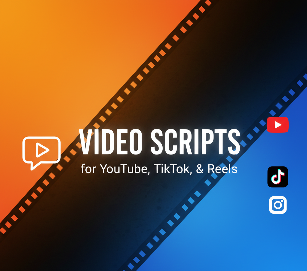 I will write engaging and high-converting video scripts for YouTube, TikTok, and Reels