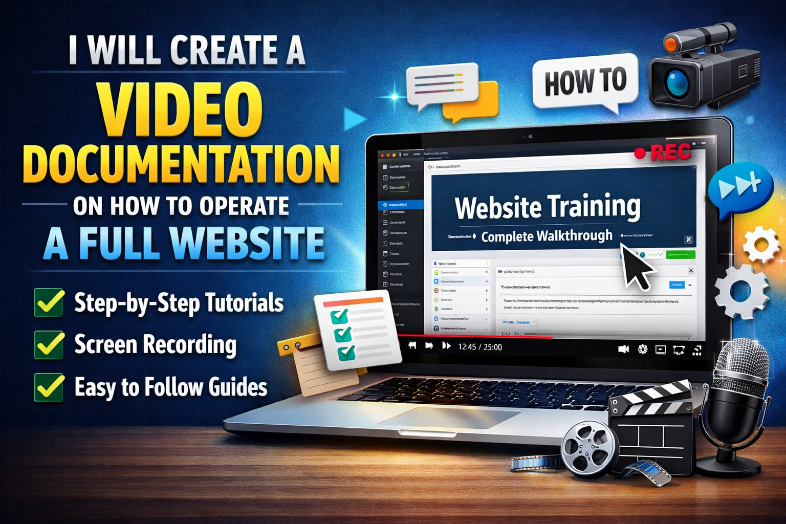 I will create a full video documentation to guide users through your entire website